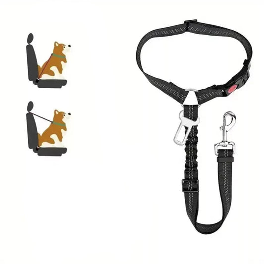 Dog Seat Belt for Car 3-In-1 Dog Leash Seatbelt Bungee Adjustable Reflective